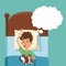Boy sleep dream with dog in bed
