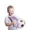 Boy with soccer ball and euro money