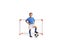 Boy in a sports jersey stepping on a soccer ball in front of a mini goal