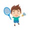 Boy Sportsman Playing Badminton Part Of Child Sports Training Series