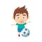 Boy Sportsman Playing Football Part Of Child Sports Training Series Of Vector Illustration