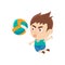 Boy Sportsman Playing Volleyball Part Of Child Sports Training Series Of Vector Illustrations