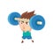 Boy Sportsman Weight Lifting Part Of Child Sports Training Series Of Vector Illustrations