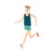 Boy in sportswear jogging and sweating vector illustration