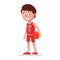 Boy in a sporty uniform who holds a basketball