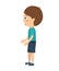 Boy standing looking aside icon design