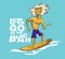 Boy surf on big wave cool summer t-shirt print. Dude ride surfboard. Let\\\'s go to beatch slogan