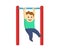 Boy swaying on horizontal bar. Pull up kid street workout, child fitness. Cartoon flat vector illustration, isolated on