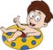 Boy Swimming And Thumbs Up Color Illustration