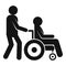 Boy take wheelchair man icon, simple style