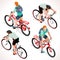 Boy Teen Cycling Isometric People