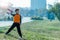 Boy Throwing Airplane Gliding Toy in the Park