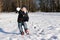 Boy throwing snowball