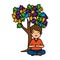 Boy with tree puzzle attached