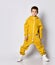 Boy in trendy warm sportive jumpsuit portrait