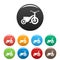 Boy tricycle icons set color
