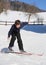 boy trying the cross-country skiing