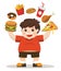 The Boy unhealthy body from eating junk food.