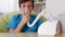 Boy using nebuliser inhaler - coughing