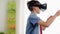 Boy in virtual reality headset or 3d glasses