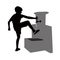 A boy washing his feet, body silhouette vector