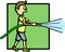 Boy with a water hose vector illustration
