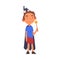 Boy Wearing Magician Costume Standing with Magic Wand, Cute Kid Playing Dress Up Game Cartoon Vector Illustration