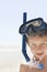 Boy Wearing Snorkeling Goggles On Beach