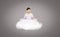 Boy in white clothes, sitting in meditation with pure spirit,on calm clouds floating,concept of discovering truth of life to