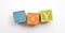 Boy word made from colourful wooden baby development blocks