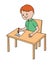 Boy writing on paper clip art illustration