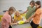 A boy in yellow tshirt suffering from his classmates` bullying