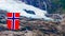 Boyabreen Glacier and norwegian flag