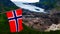 Boyabreen Glacier and norwegian flag