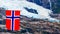 Boyabreen Glacier and norwegian flag