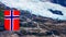 Boyabreen Glacier and norwegian flag