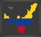 Boyaca map of Colombia with Colombian national flag illustration