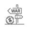 Boycott, business war, trade war icon set in thin line style. Dollar direction sign