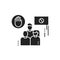 Boycott glyph black icon. Group of people strike. Social protest. Pictogram for web page, mobile app, promo