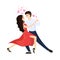 Boyfriend and Girlfriend Dancing Tango Hearts Over