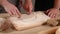 Boyfriends paint a heart on flour.