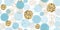 Boys blue dotted seamless pattern Polka dot abstract background blue glitter gold circles Vector pink print