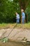 Boys catching fish