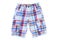 Boys checkered shorts on white background.