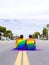 Boys couple with rainbow colored shirt.. Concept of LGBT pride. AI generated