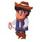 Boys with cowboy kids rodeo festive western america costume with rope brown hat