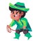Boys with cowboy kids rodeo festive western america costume with rope green hat