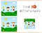 Boys and girl on a flower meadow. Educational game for kids: fin