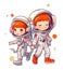 Boys and girls in cute Astronaut outfits AI Generated