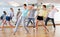 Boys and girls learn to dance modern dances in studio